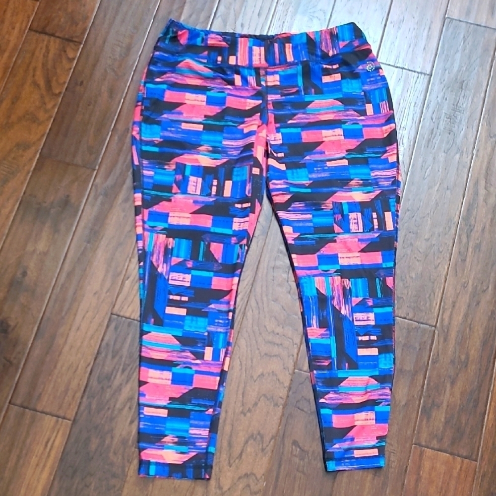 Be Inspired Bright Colorful Leggings with Abstract Pattern size 1X